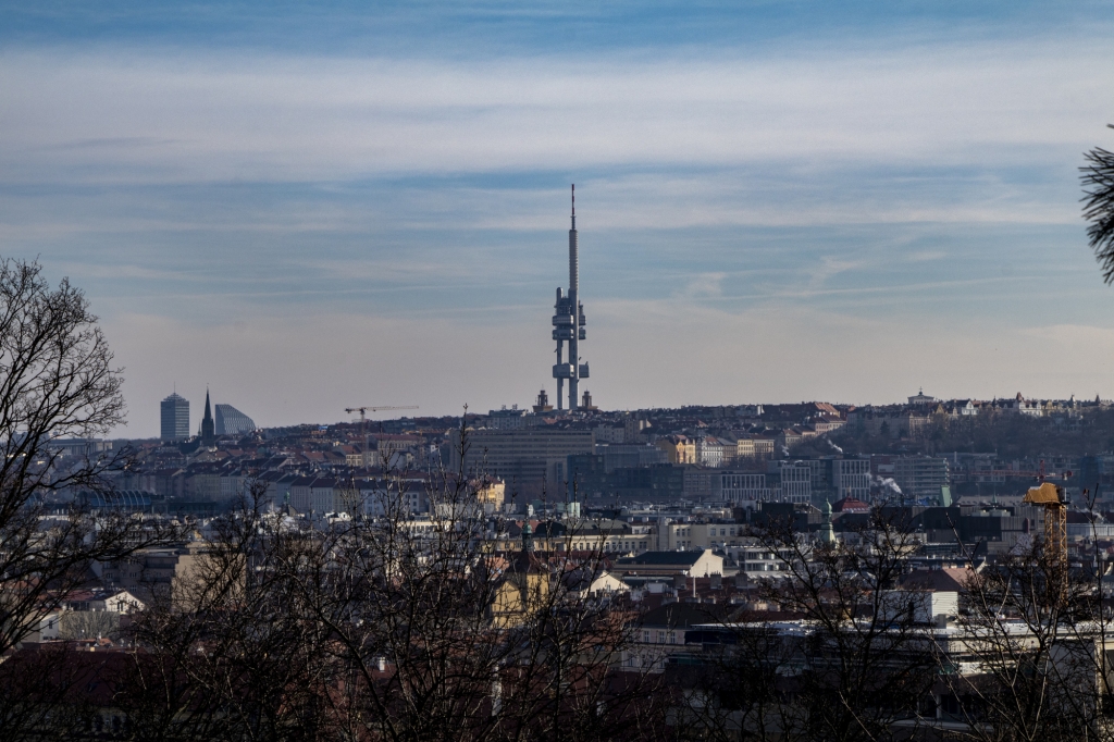 Praha, panorama, Žižkovský vysílač