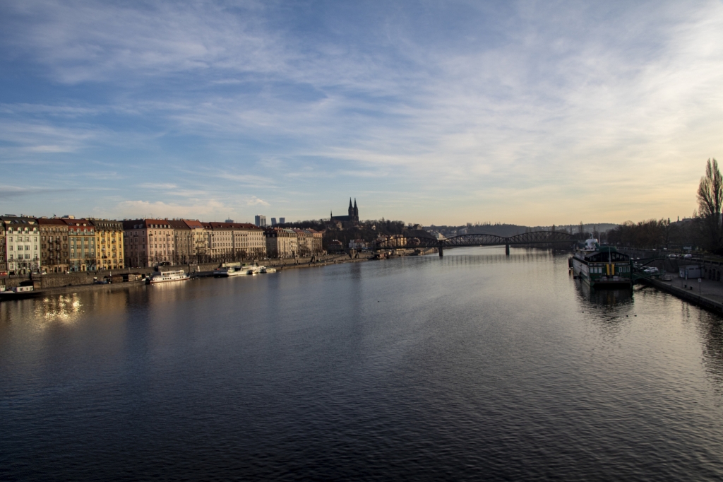 Praha, Vltava, Panorama, Vyšehrad